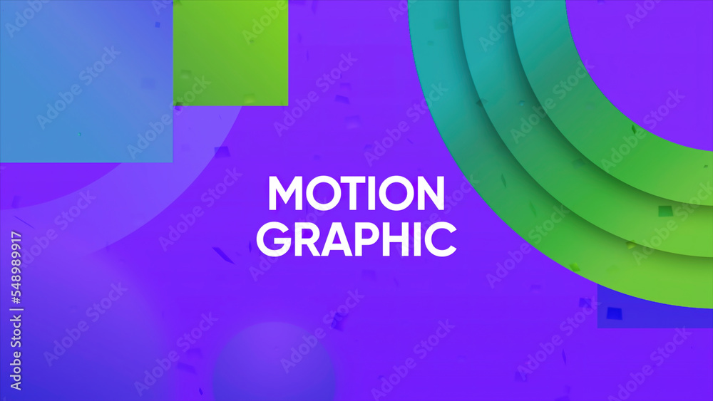 Poster colorful shapes on background for insertion. motion. stylish animation with moving figures on colore