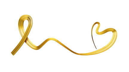 Gold ribbon as symbol of childhood cancer awareness 3d illustration