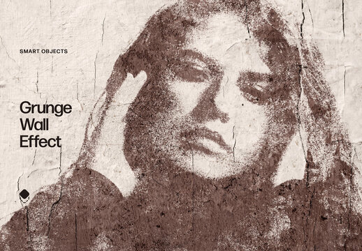 Grunge Wall Photo Effect Mockup