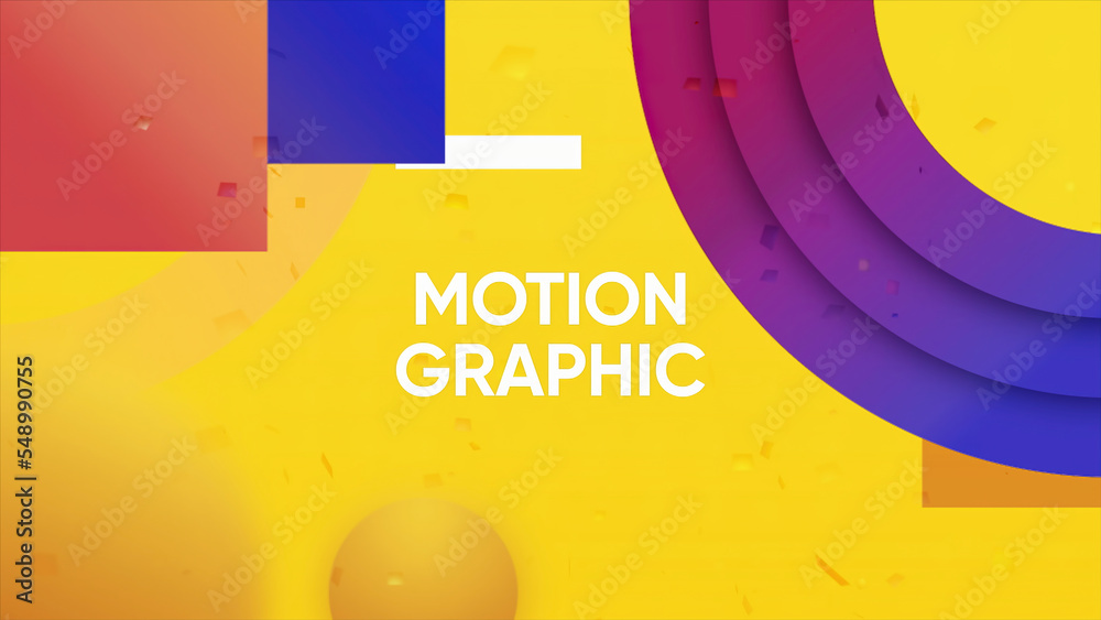 Poster colorful shapes on background for insertion. motion. stylish animation with moving figures on colore