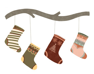 christmas socks isolated on white