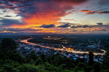 sunset over the city