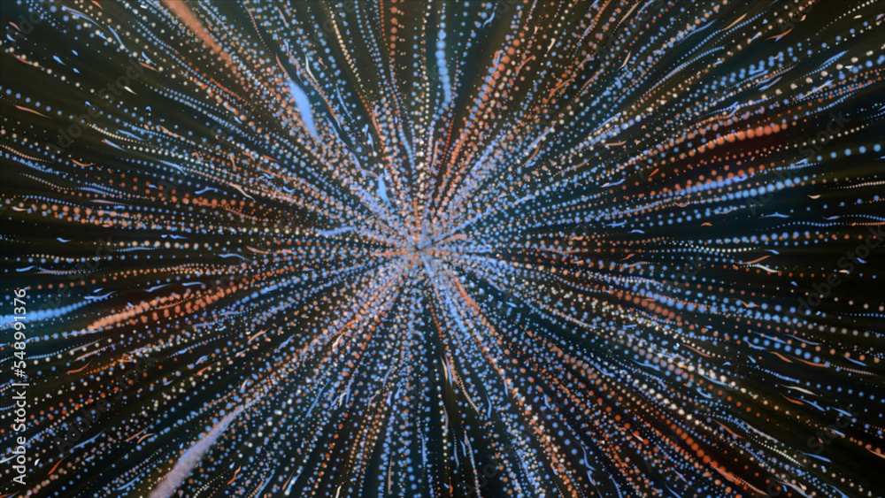 Wall mural hyperspace jump through the stars to a distant space. motion. traveling through star fields flying e
