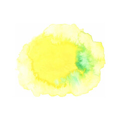 Abstract modern hand painted design with yellow color watercolor brushstroke. The picture can be used for the design of postcards, banners, posters, brochures