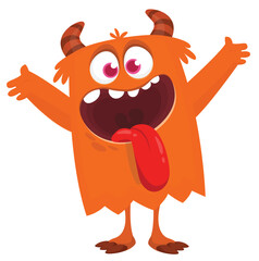 Funny cartoon monster character. Halloween design. Vector illustration of alien character