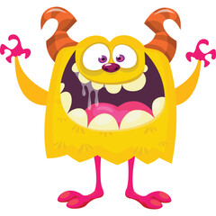 Funny cartoon monster character. Halloween design. Vector illustration of alien character