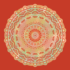 Mandala pattern in pastel colors on color background. For yoga, poster, meditation, banner, wallpaper, card.