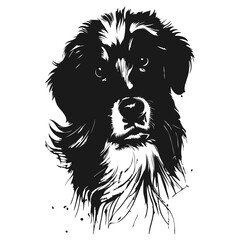 golden retriever puppy face vector hand drawn vector black and white
