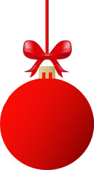 red bauble with red bow for Christmas. Christmas tree decoration