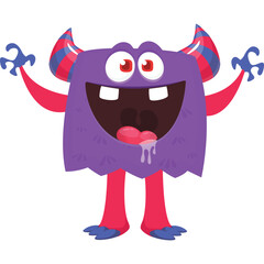 Funny cartoon monster character. Halloween design. Vector illustration of alien character
