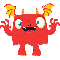 Funny cartoon monster character. Halloween design. Vector illustration of alien character