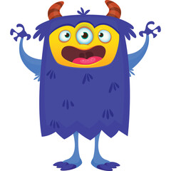 Funny cartoon monster character. Halloween design. Vector illustration of alien character