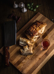 Crispy tender local pork of Assam, India cooked to perfection served with mysterious dip