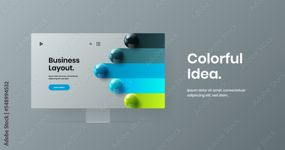 Wall mural creative presentation vector design template. isolated display mockup website layout.