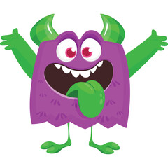 Fototapeta premium Funny cartoon monster character. Halloween design. Vector illustration of alien character