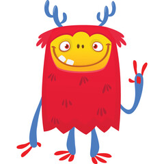 Funny cartoon monster character. Halloween design. Vector illustration of alien character