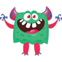 Fototapeta premium Funny cartoon monster character. Halloween design. Vector illustration of alien character