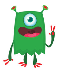 Funny cartoon monster character. Halloween design. Vector illustration of alien character