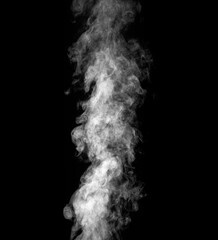 White steam on an isolated black background.