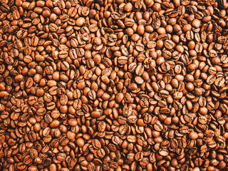 coffee background,roasted coffee beans, brown background