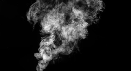 White steam on an isolated black background.