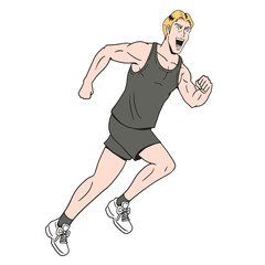 アメコミタッチのフィットネスをする白人