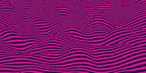 Pink and black line wave background