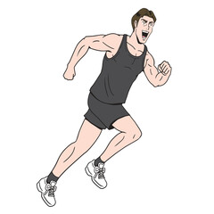 アメコミタッチのフィットネスをする白人