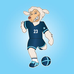 Sheep playing football gaming esport mascot logo design