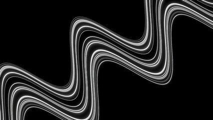 White wavy lines on a black background. Design.Twisted lines in abstraction that shimmer with different colors.