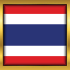 Thailand Flag,Thailand flag golden square button,Vector illustration eps10.	