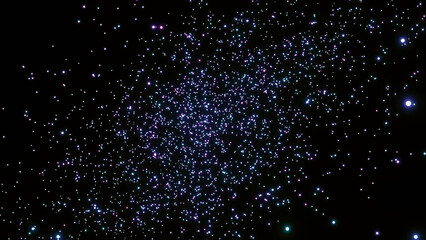 Black background . Design. Bright bright stars in animation that look like space and move in different directions.