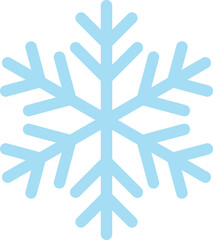 Blue snowflake icon silhouette for Christmas, winter ornament isolated on transparent background, clip art, PNG illustration for paper cut craft, print design, pattern, DIY. card