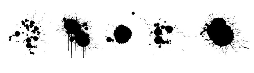 A set of abstract spots, splashes, blots, ink smudges. Vector graphics.