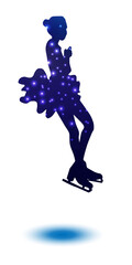 A silhouette of women's singles figure skater (jump, twinkle type)