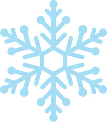 Blue snowflake icon silhouette for Christmas, winter ornament isolated on transparent background, clip art, PNG illustration for paper cut craft, print design, pattern, DIY. card