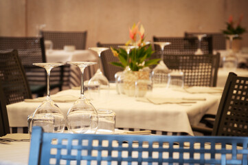 elegantly served outdoor tables in a restaurant in Verona, Italy