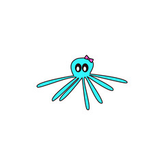 A funny octopus with a bow