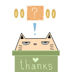 orange cat with thanks thinking sticker