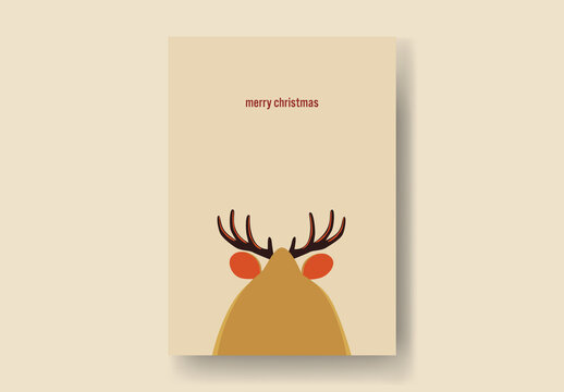 Minimal Design Christmas Card with Deer