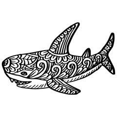 Shark drawing. Shark Zentangle style