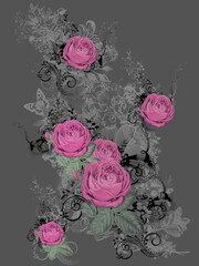 Abstract print design on plain base.