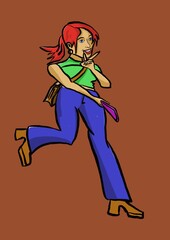 Fototapeta na wymiar illustration of a women running with bag