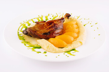duck leg confit with mashed potatoes