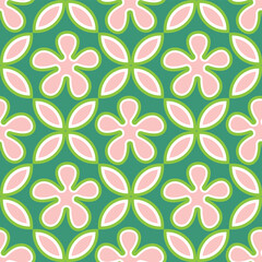 Ethnic Retro Geometric Florals Tile Style Punchy Vector Background Seamless Pattern Cute Trendy Fashion Colors Perfect for Allover Fabric Print and Wrapping Paper