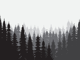 silhouette forest black design vector isolated