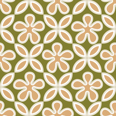 Ethnic Retro Geometric Florals Tile Style Punchy Vector Background Seamless Pattern Cute Trendy Fashion Colors Perfect for Allover Fabric Print and Wrapping Paper