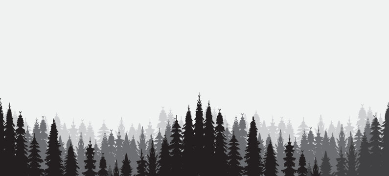silhouette forest black design vector