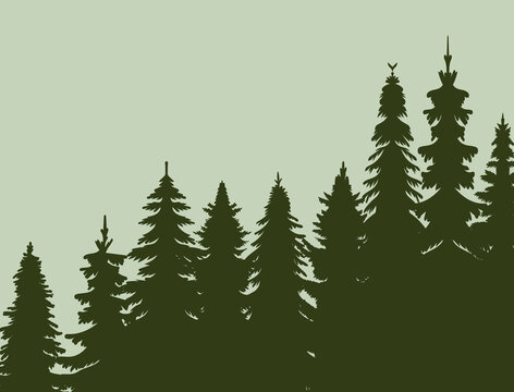 silhouette forest green design vecto