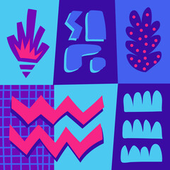 Creative pattern with hand drawn abstract shapes. Design background for social media post, cover, decoration, print, wallpaper and more.